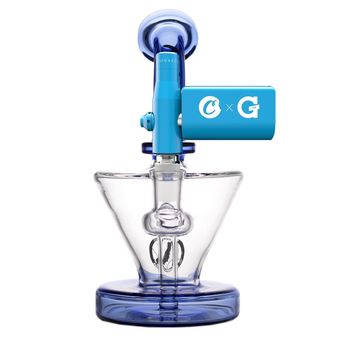 MAV Glass - Blue Cone Rig with Gpen, 8" Height, 14mm Joint, Hole Diffuser Percolator