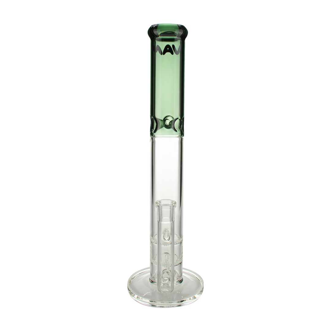 MAV Glass - 16" Double Honeycomb Straight Tube Bong, Smoke Variant, Front View