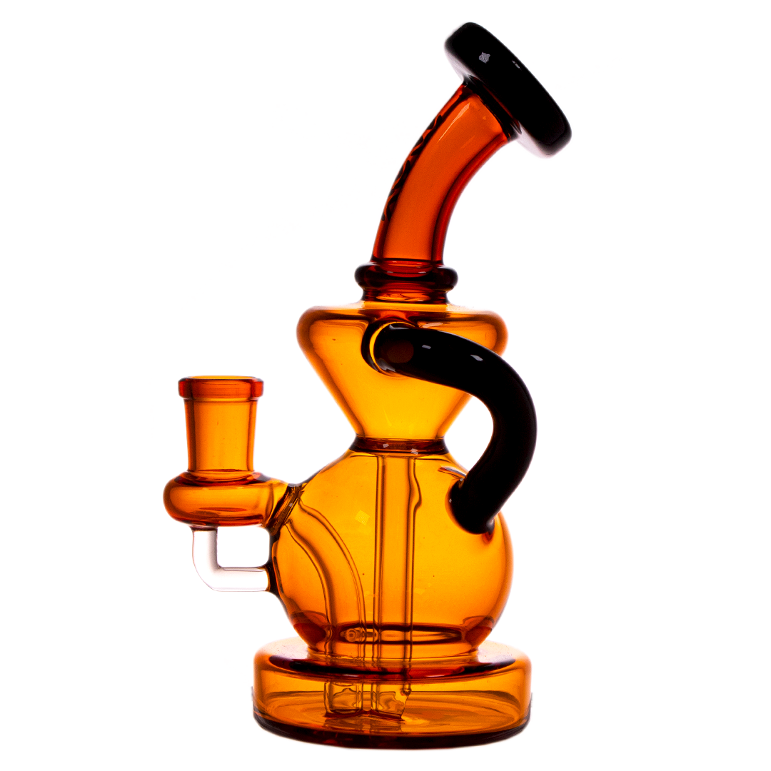 MAV Glass - Mini Tahoe Bulb Recycler Dab Rig in Gold with Hole Diffuser, Front View