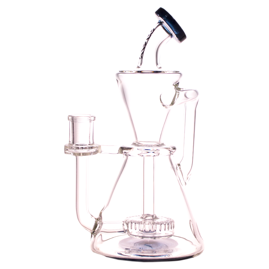 MAV Glass Maverick - Santa Monica Slitted Puck Perc Dab Rig with Cyclone Percolator, 9" Tall, Front View