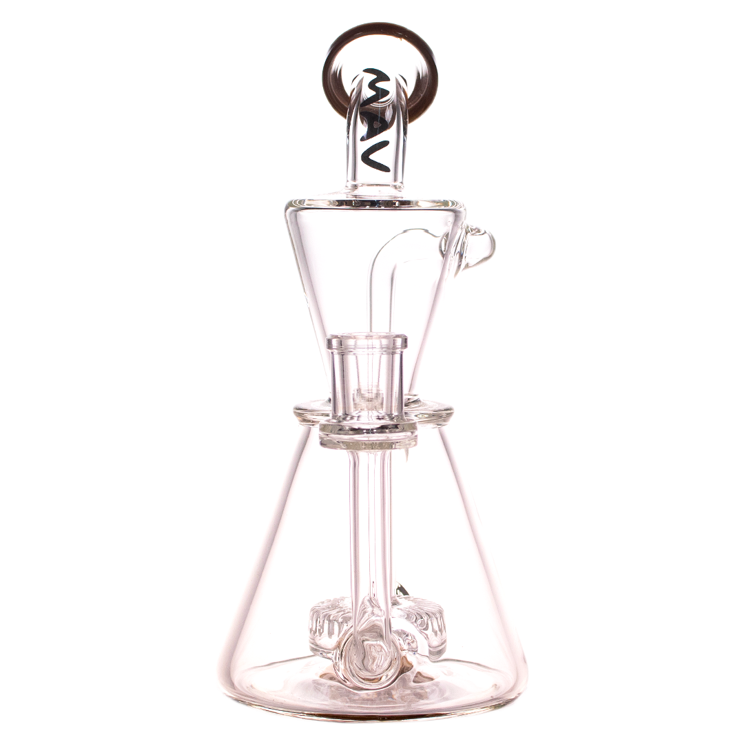 MAV Glass Santa Monica Slitted Puck Perc Dab Rig with Cyclone Percolator - Front View