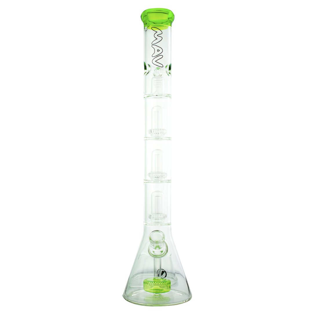 MAV Glass - Slitted Puck to UFO Beaker Bong with 18-19mm Joint Size, Front View on White Background