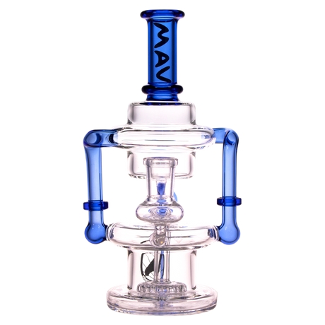 MAV Glass - Ink Blue Griffith Microscopic Slitted Puck Recycler, Front View on White