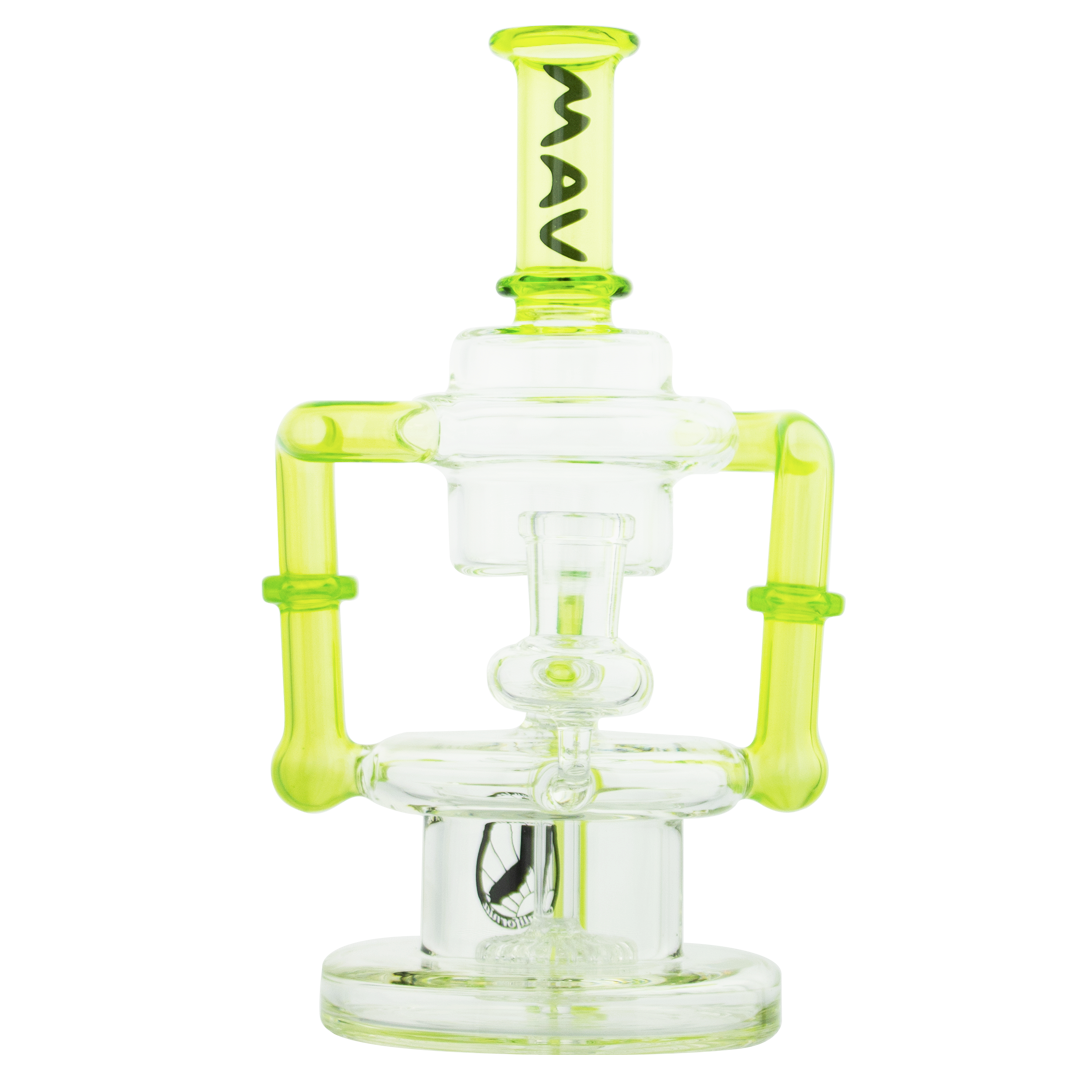 MAV Glass - The Griffith Microscopic Slitted Puck Recycler Dab Rig with Showerhead Percolator, Front View
