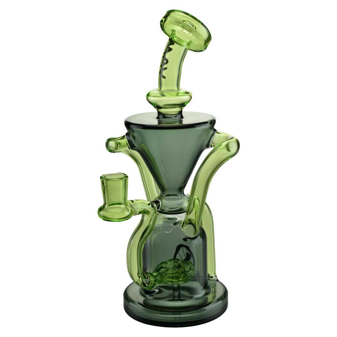 MAV Glass - The Humboldt Dab Rig with Vortex Percolator, 9" Tall, 14mm Female Joint, Front View