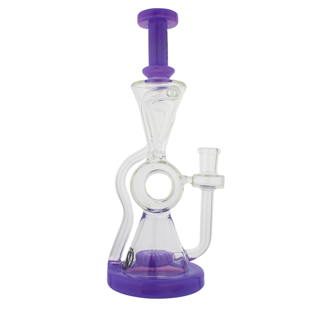 MAV Glass - The Ojai Barrel Slitted Puck Recycler Dab Rig with Cyclone Percolator, 14mm Joint, Front View