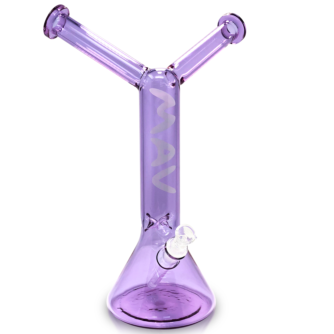 MAV Glass - The Original Bestie Bong in Purple - Front View with Clear Down Stem