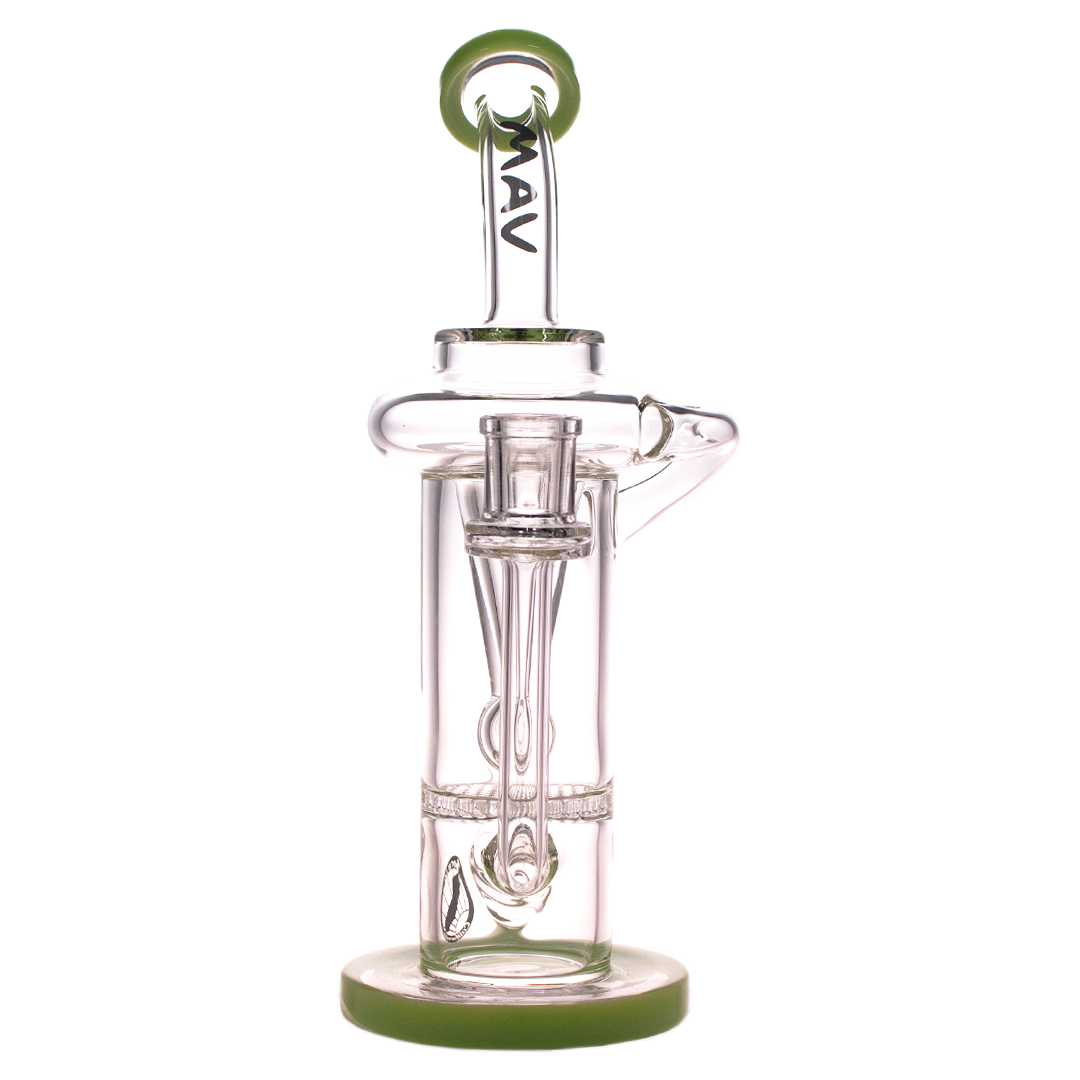 MAV Glass - The Sonoma Recycler Bong with Vortex Percolator, 10" Height, Front View