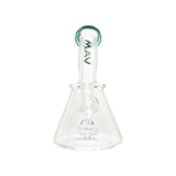 MAV Glass Mini Bent Neck Beaker Bong in Aqua, 7" Portable Design with Glass on Glass Joint
