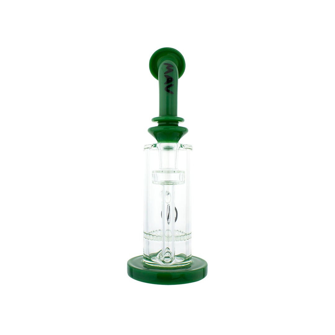 MAV Glass Mini Bent Neck Honey Bong in Forest Green with Honeycomb Percolator - Front View