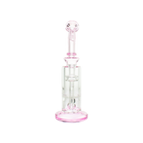 MAV Glass Mini Bent Neck Honey Bong in Pink with Honeycomb Percolator, 9" Height, Front View