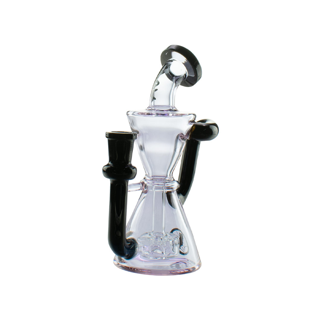 MAV Glass Mini Isabella Puck Recycler in Black and Purple - Front View