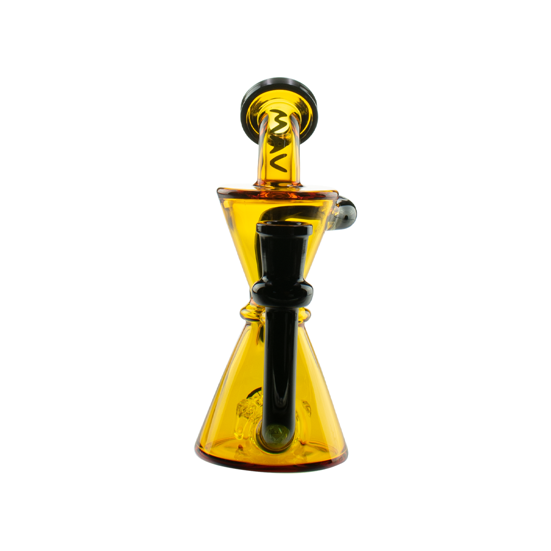 MAV Glass Mini Isabella Puck Recycler in Yellow, Front View, 6.5" with 14mm Joint