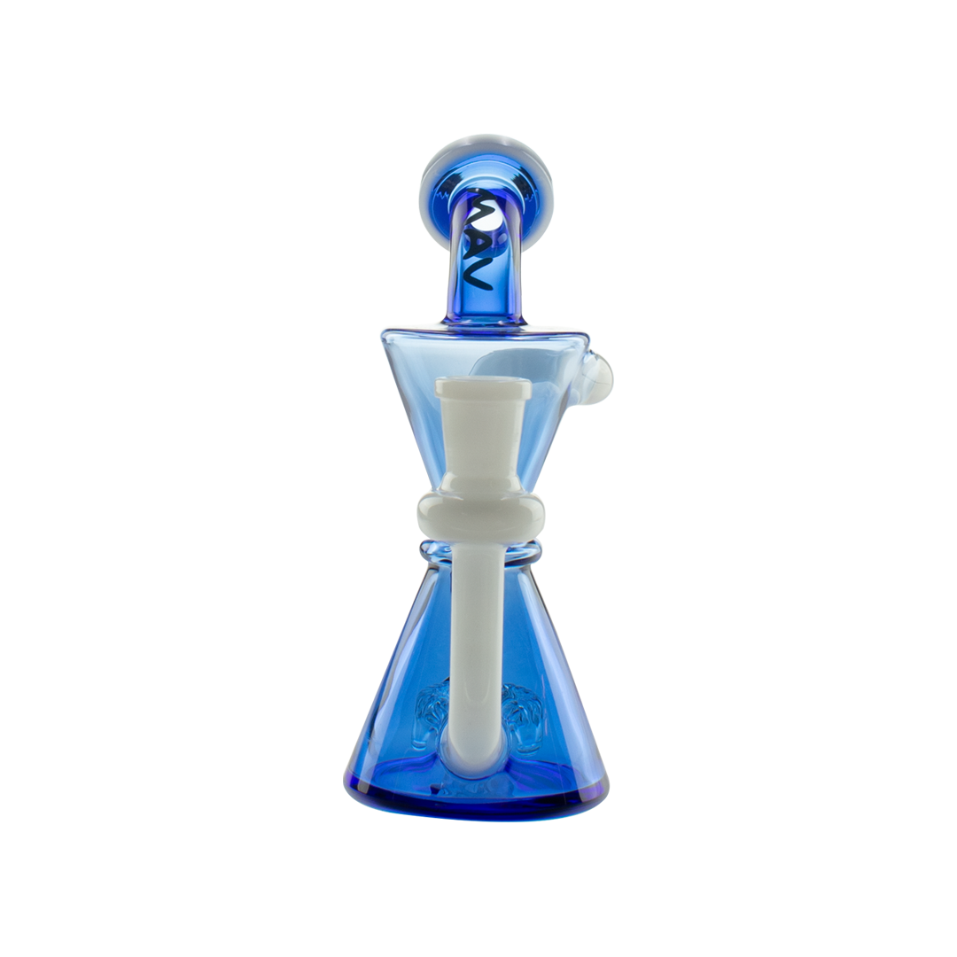 MAV Glass Mini Isabella Puck Recycler Dab Rig, 6.5" Height, 14mm Female Joint, Front View on White
