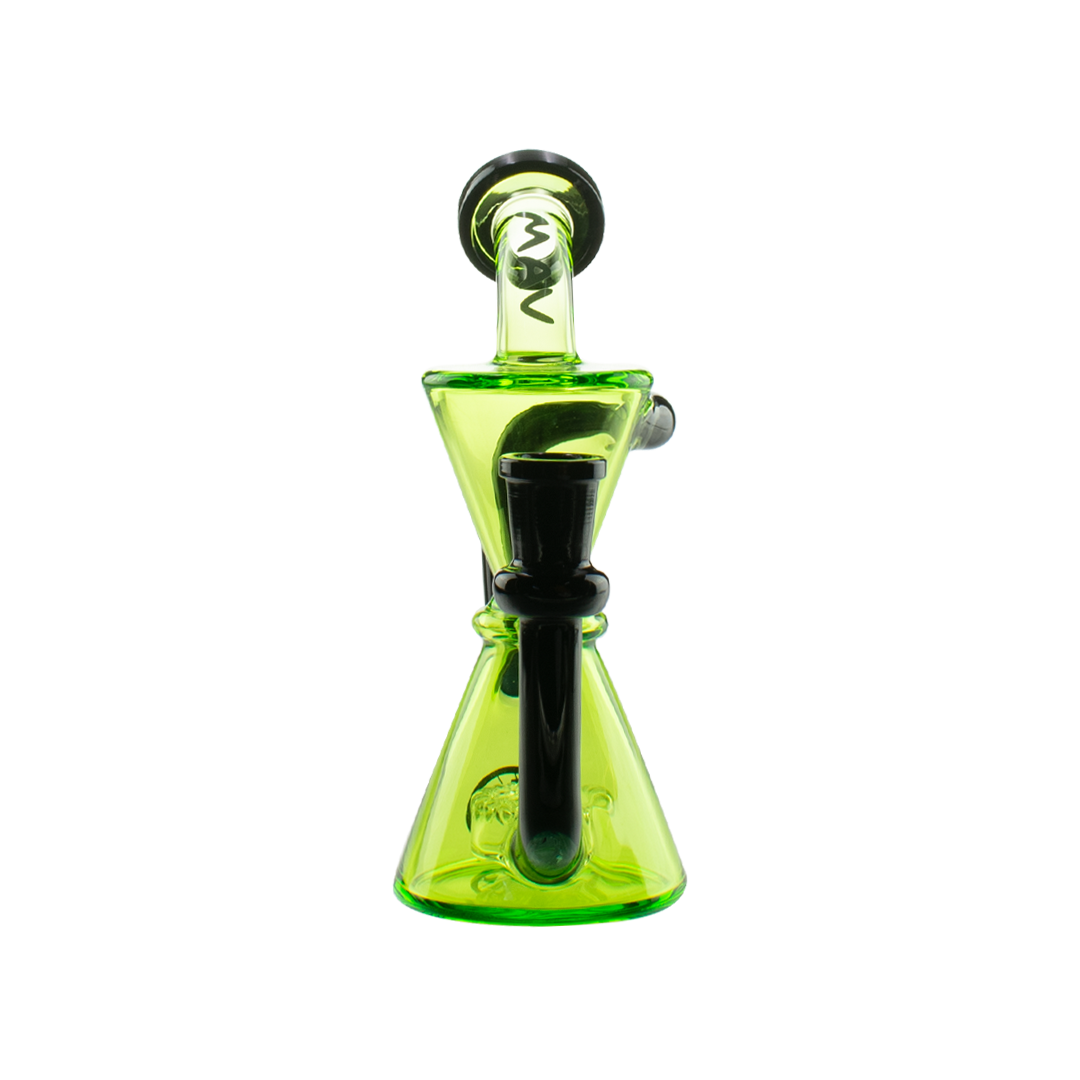 MAV Glass Mini Isabella Puck Recycler in Neon Green, 6.5" Beaker Design with 14mm Female Joint