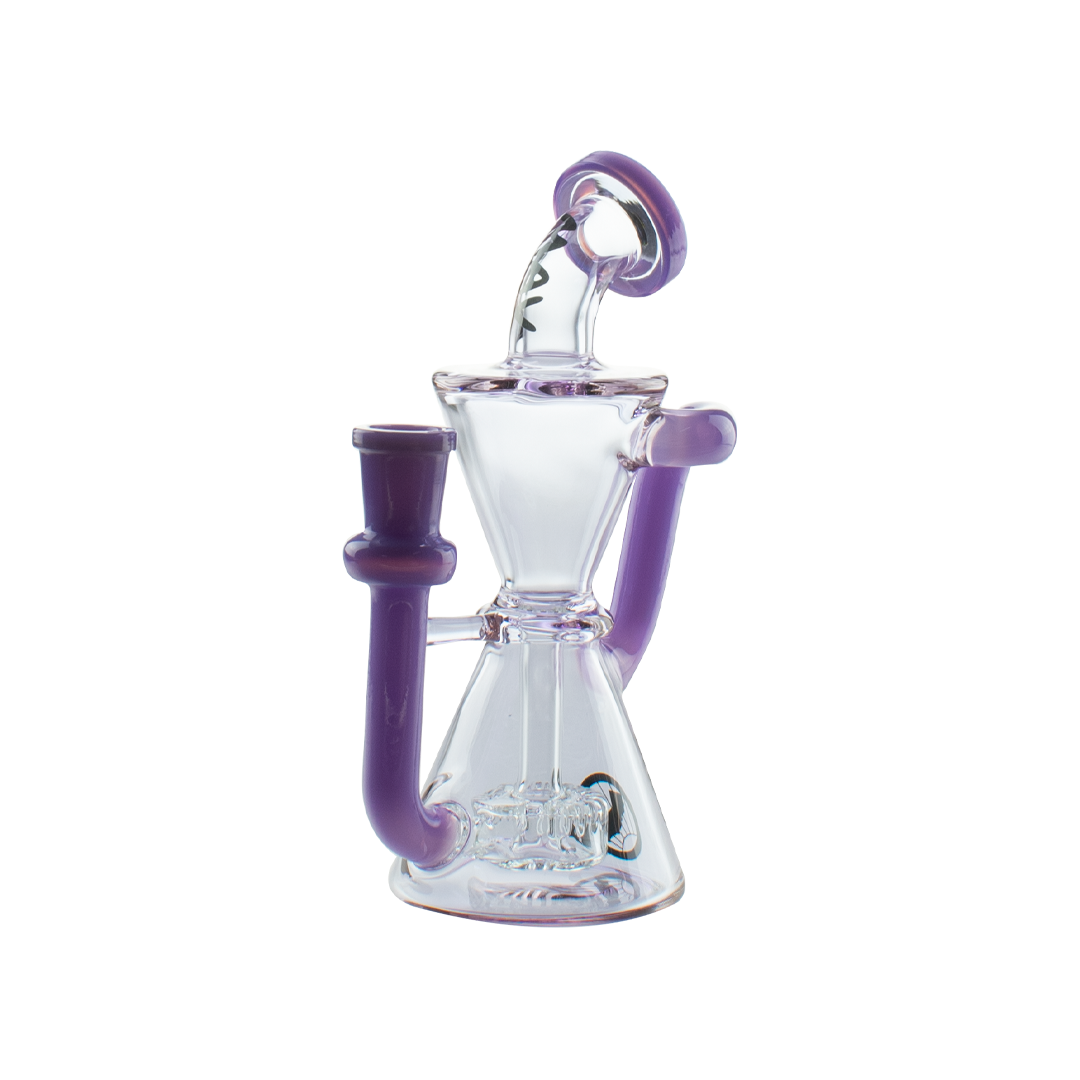 MAV Glass Mini Isabella Puck Recycler in Purple - Front View with Beaker Design