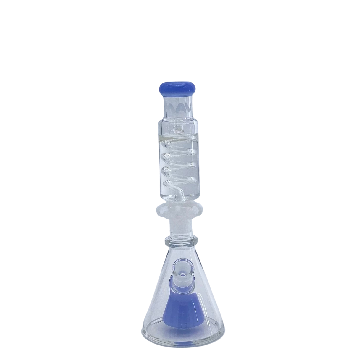 MAV Glass Mini Lavender Beaker Bong with Freezable Coil, Front View on White Background