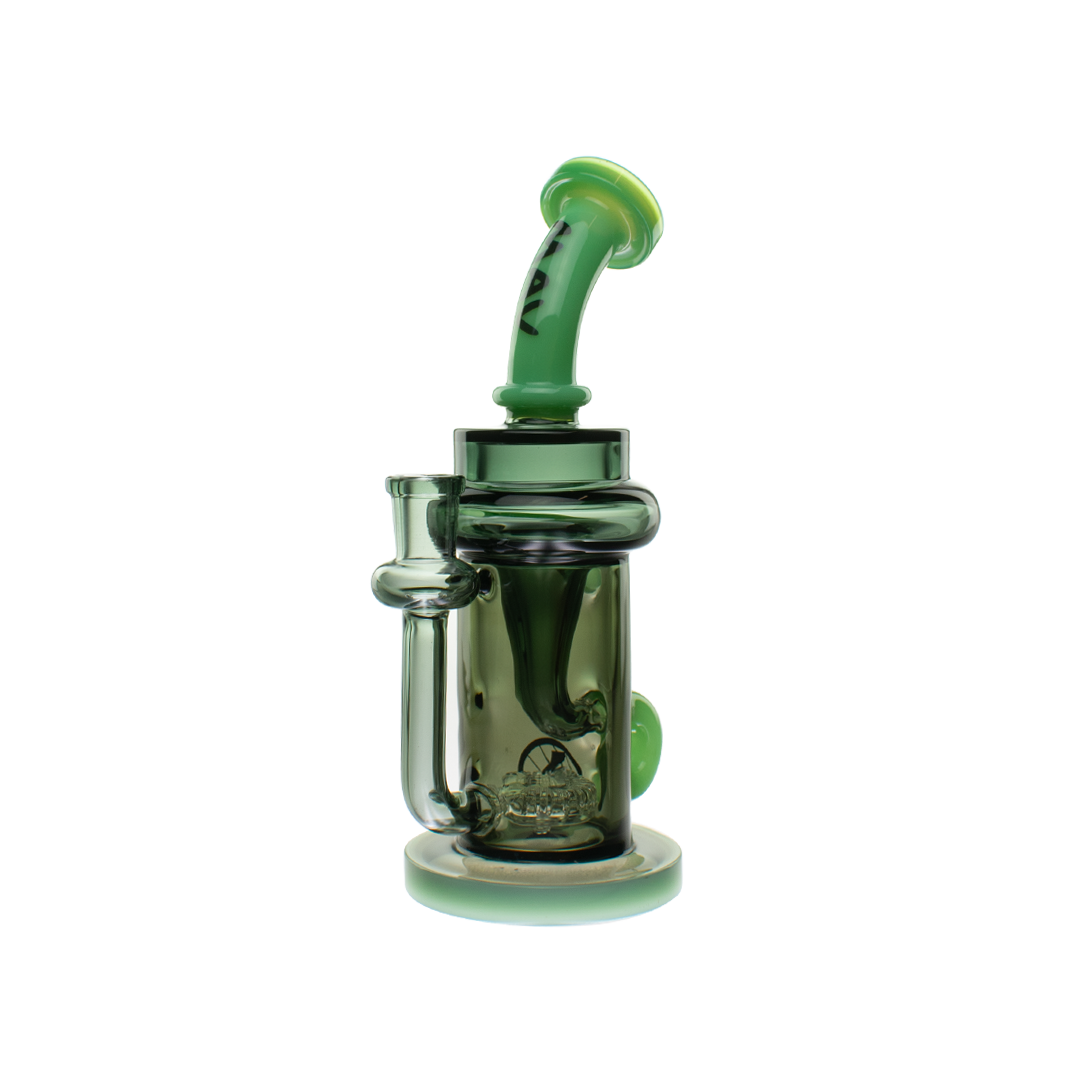 MAV Glass Monterey Recycler Dab Rig with Vortex Percolator, 8.25" Tall, Front View on White Background