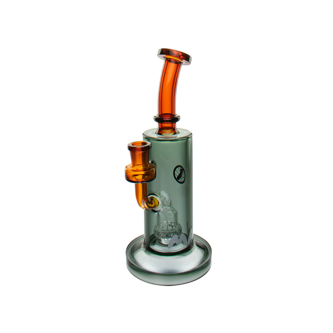 MAV Glass Oxnard Rig in Amber, 7" Beaker Dab Rig with Glass on Glass Joint, Front View