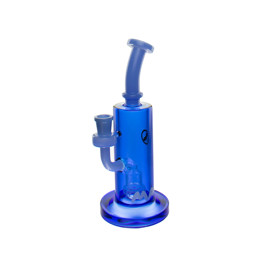 MAV Glass Oxnard Rig in blue with a 14mm female joint, side view on a white background