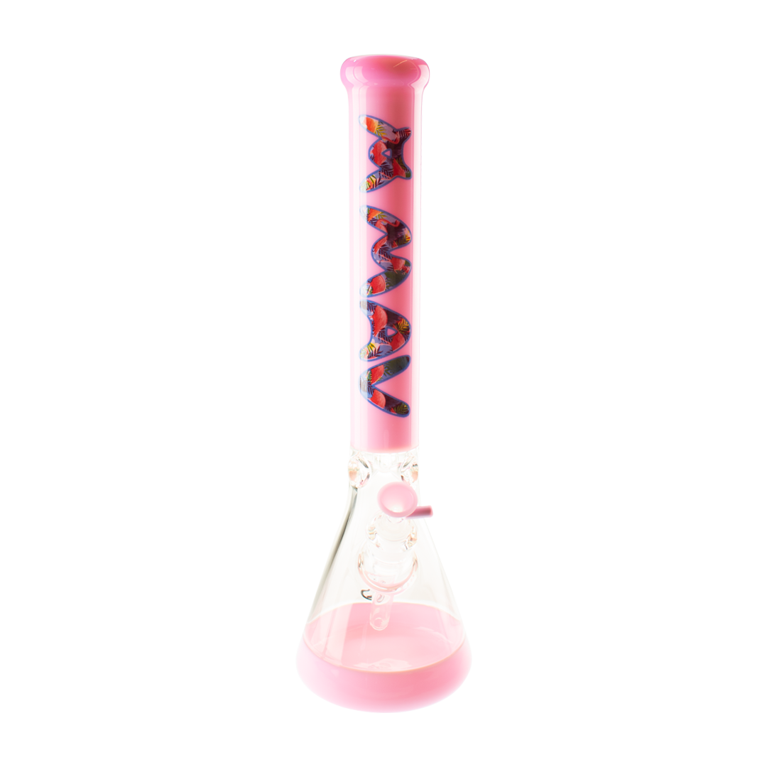 MAV Glass Pink Flamingo Vibes 18" Full Color Beaker Bong with Deep Bowl