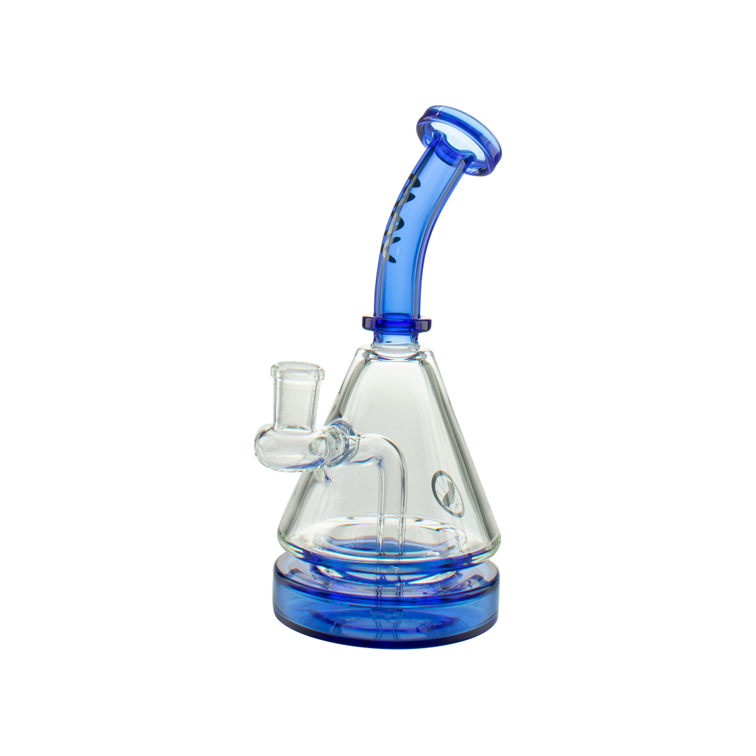 MAV Glass 8" Ink Blue Pyramid Bong with 2 Hole Diffuser, 90 Degree 14MM Female Joint