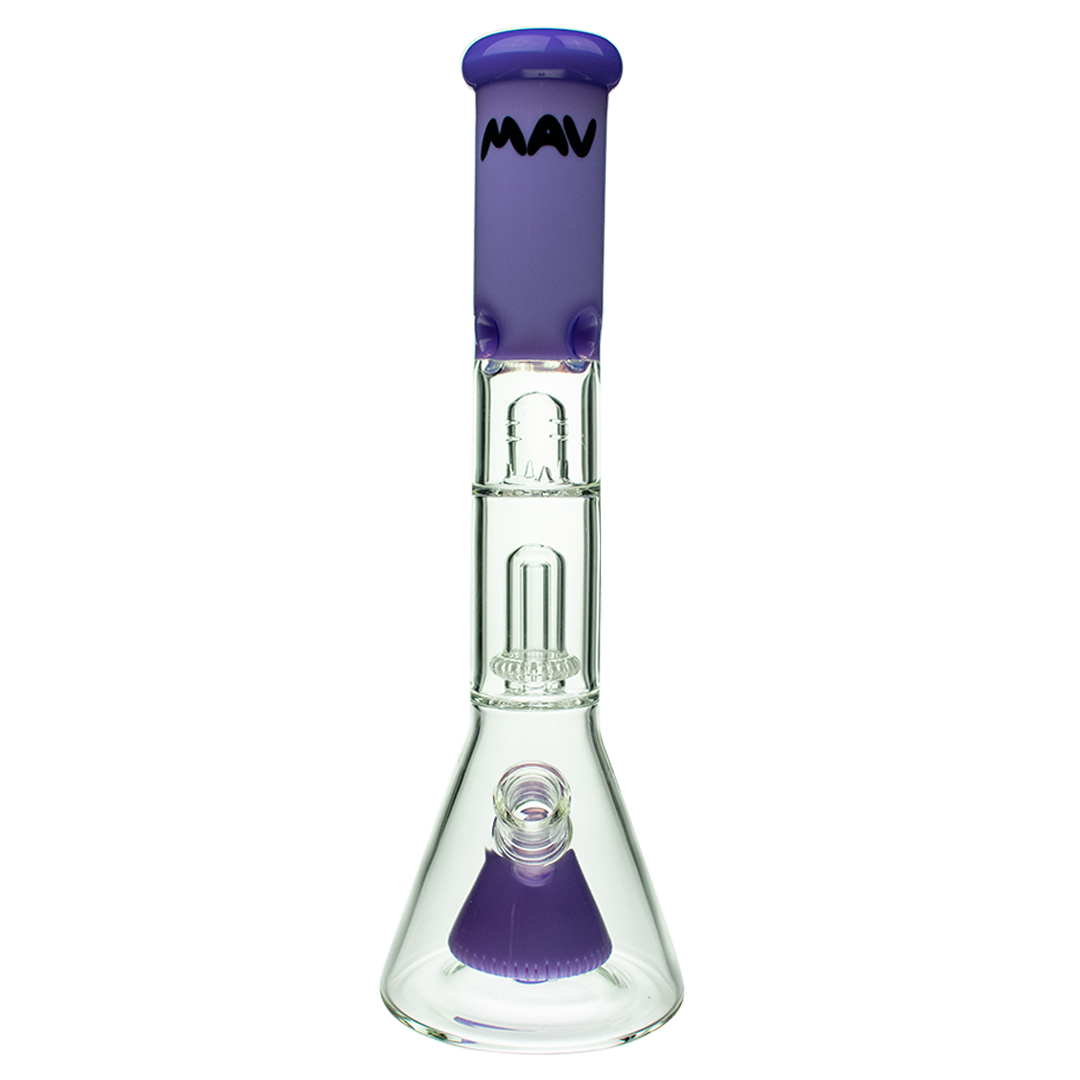 MAV Glass Pyramid to Single UFO Beaker Bong with 18-19mm Joint Size, Front View on White Background
