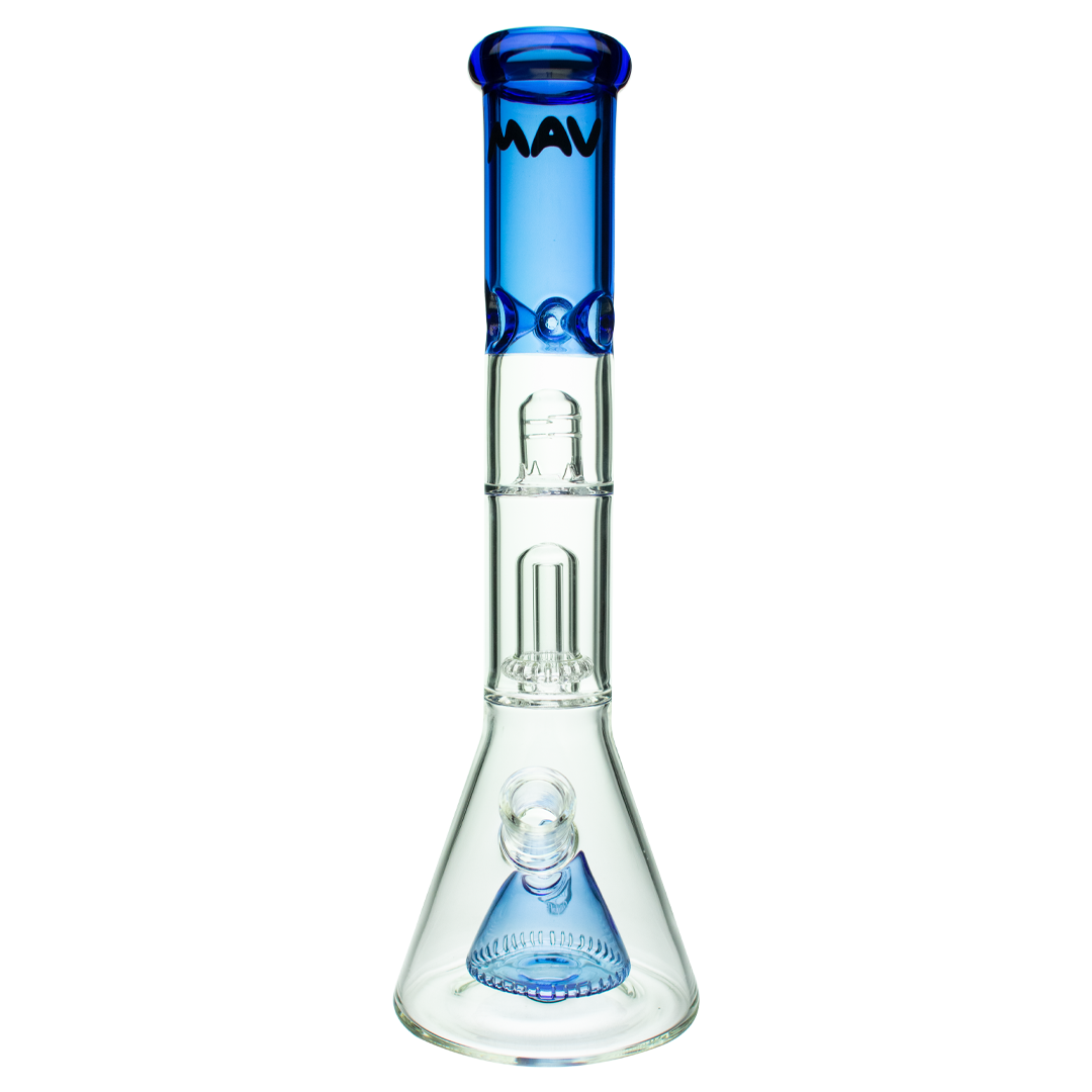 MAV Glass Pyramid to Single UFO Beaker Bong with 18-19mm Joint Size, Front View