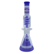 MAV Glass 16" Purple & White Reversal Wig Wag Beaker with Slitted Pyramid Percolator and Freezable Coil