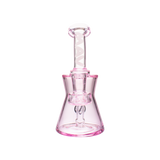MAV Glass Sacramento Beaker Bong in pink, compact 6" height with 14mm joint, front view on white background
