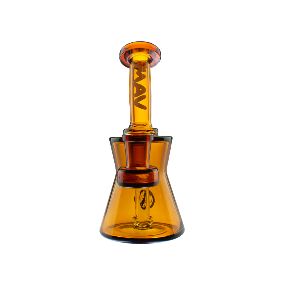 MAV Glass Sacramento Beaker Bong in Amber, 6" Height, 14mm Joint, Front View