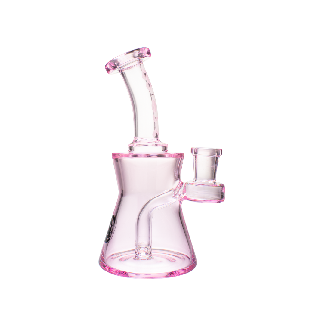 MAV Glass Sacramento Pink Beaker Bong, 6" Compact Design with 14mm Joint, Front View