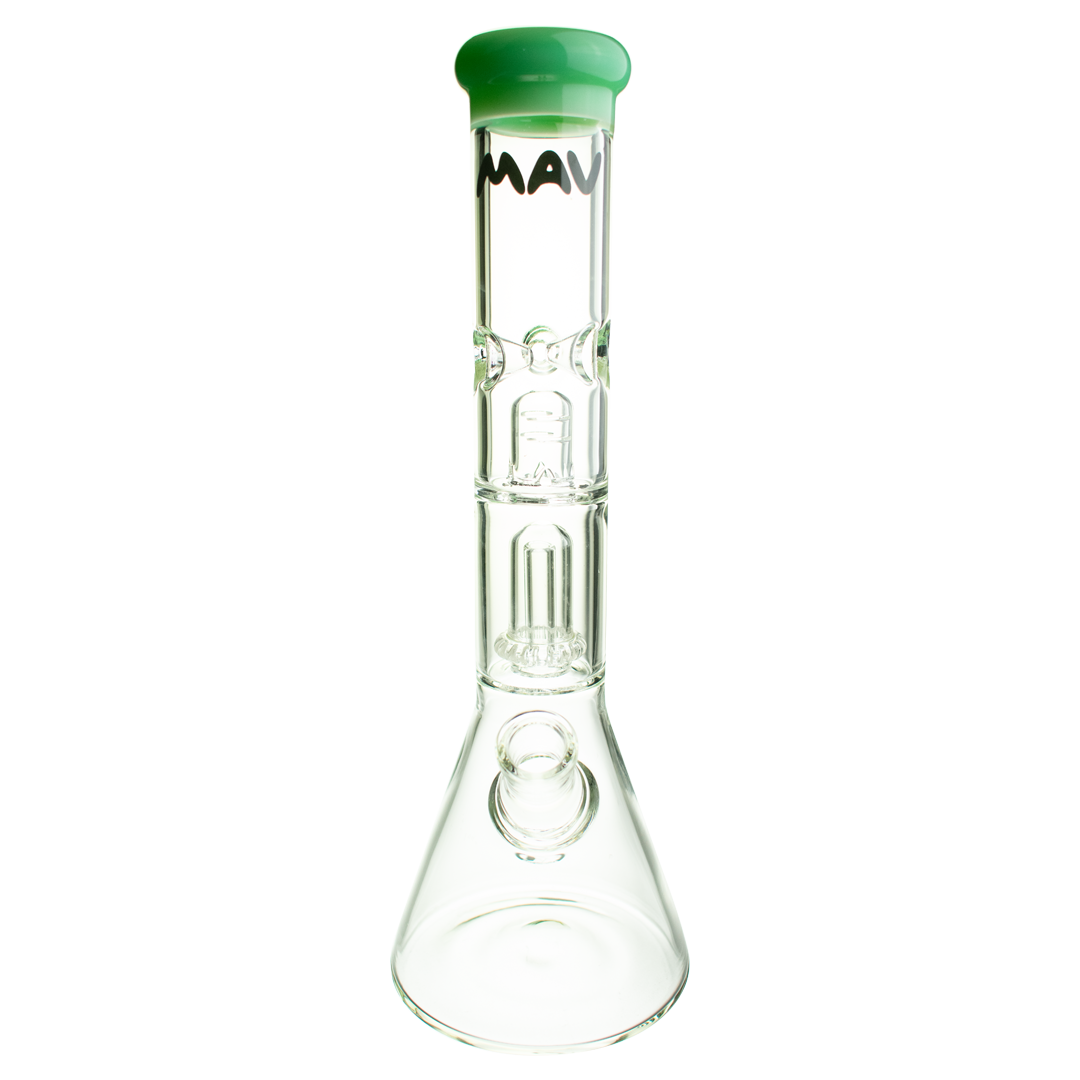 MAV Glass 15" Single UFO Beaker Bong with 18-19mm Joint Size - Front View