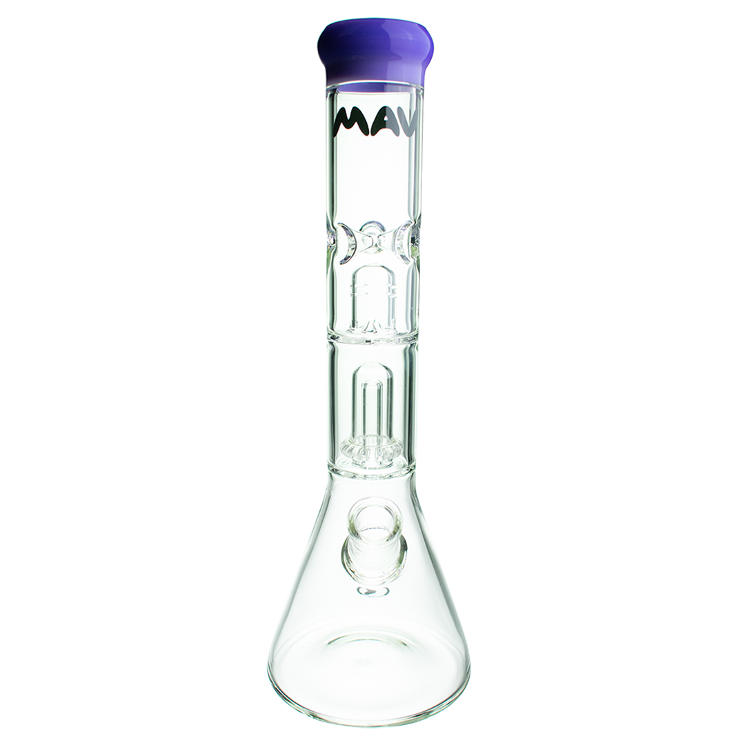 MAV Glass Single UFO Beaker Bong 15" with Banger Hanger Design - Clear Front View