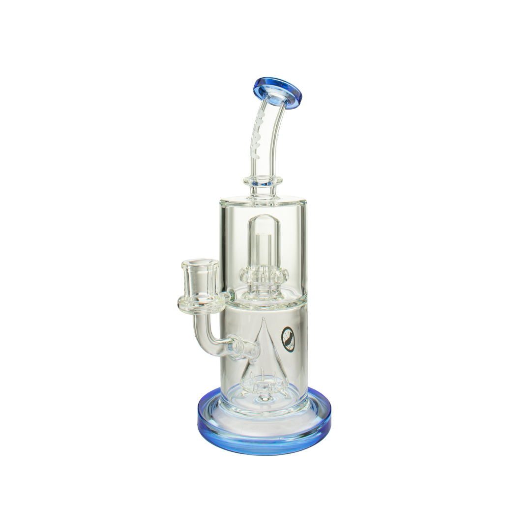 MAV Glass 9" Slitted Pyramid to UFO Bent Neck Bong, 65mm Diameter, Borosilicate