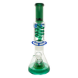 MAV Glass Teal & Green 14" Beaker with Slitted Pyramid Percolator and Freezable Coil