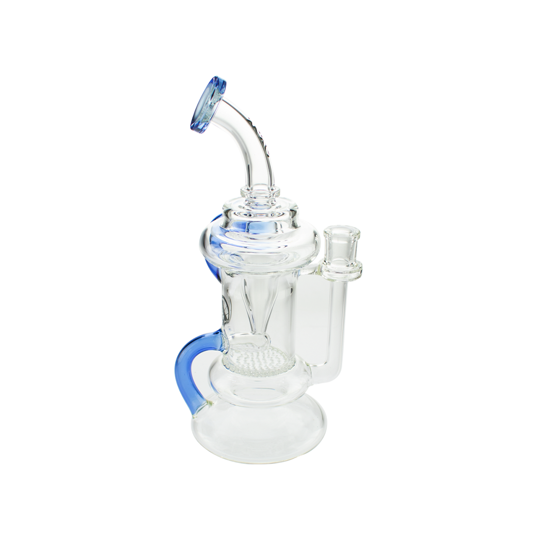 MAV Glass The Big Bear Recycler Dab Rig with Honeycomb Percolator, 9.5" Height, Side View