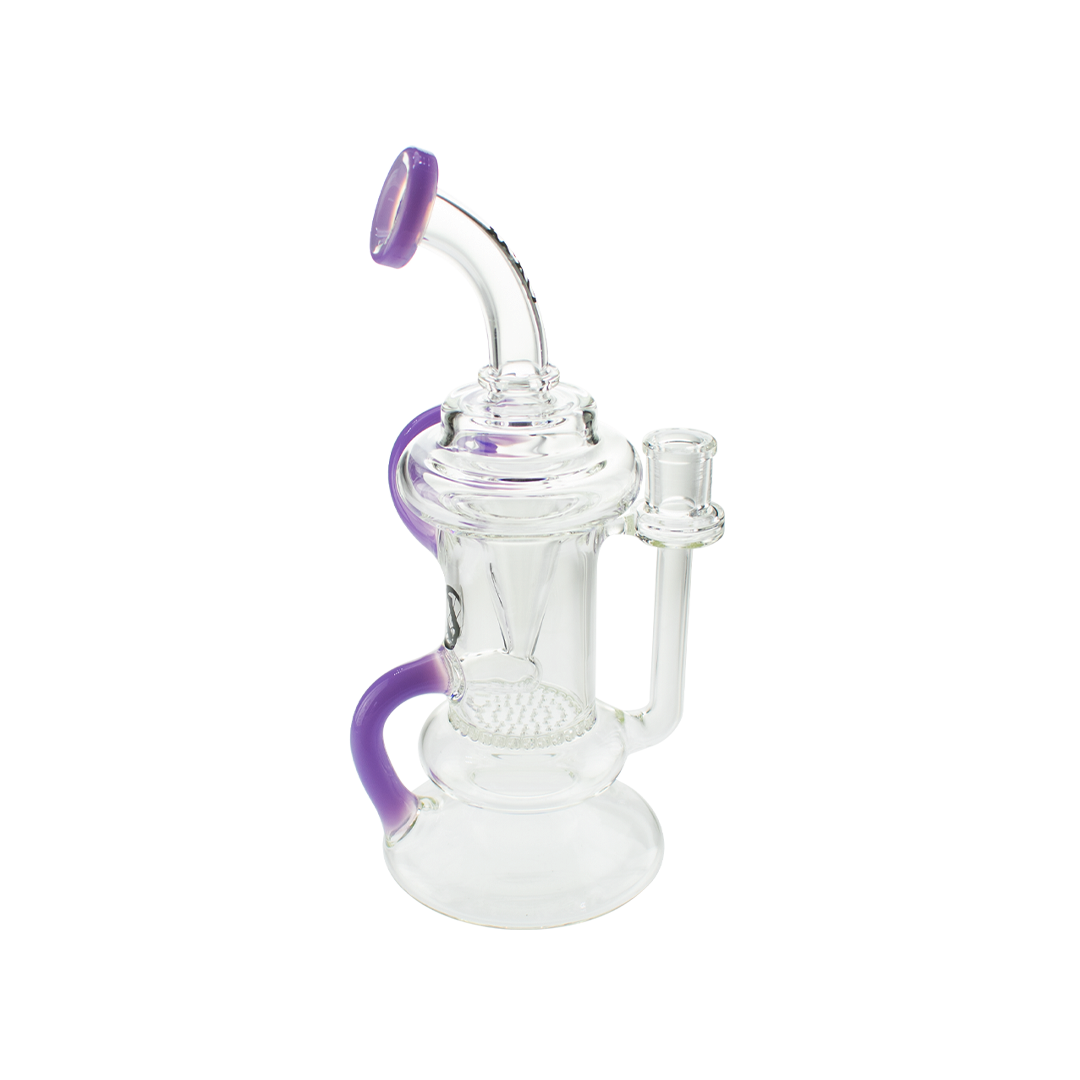MAV Glass The Big Bear Recycler Dab Rig with Honeycomb Percolator, 9.5" Height, Front View