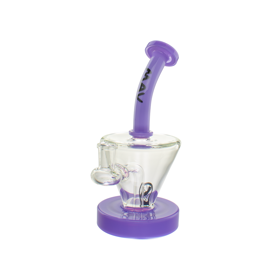 MAV Glass The Cone Rig in Purple with Hole Diffuser and 14mm Joint, Front View on White Background