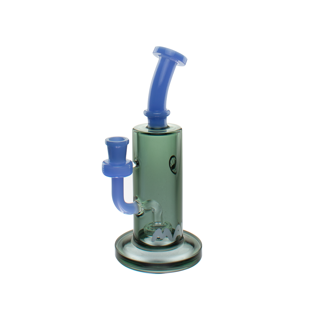 MAV Glass The Frisco Beaker Bong in Lavender and Smoke, 7" height, 14mm joint, front view