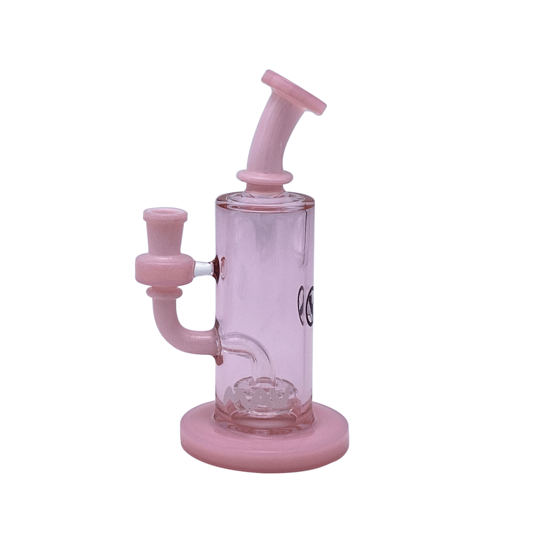 MAV Glass The Frisco Beaker Bong in Pink, 7" Height, Glass on Glass Joint, Front View