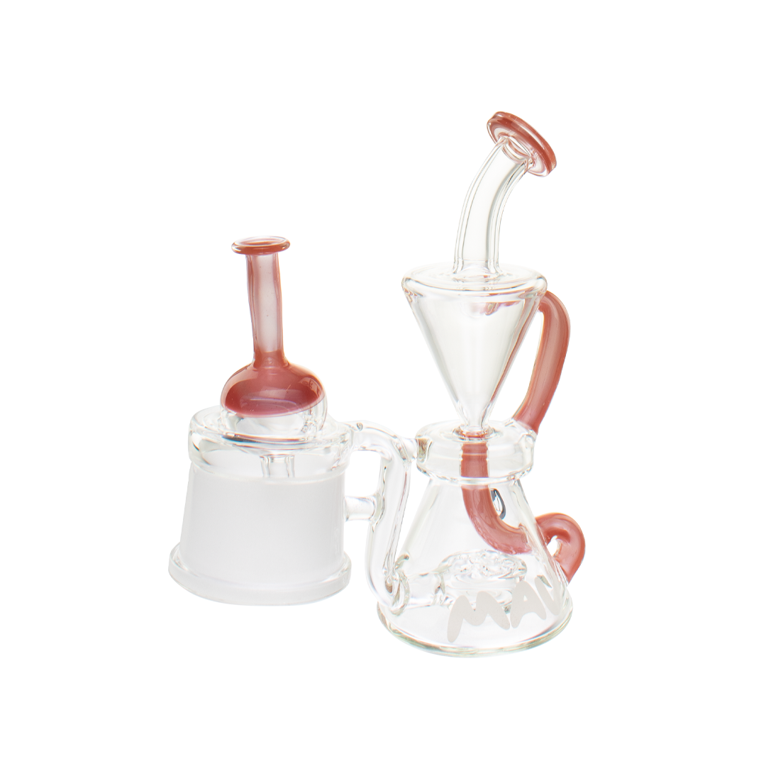 MAV Glass The Pacifica Switch Attachment for Dr. Dabber in Red, 7" Banger Hanger Design, Side View