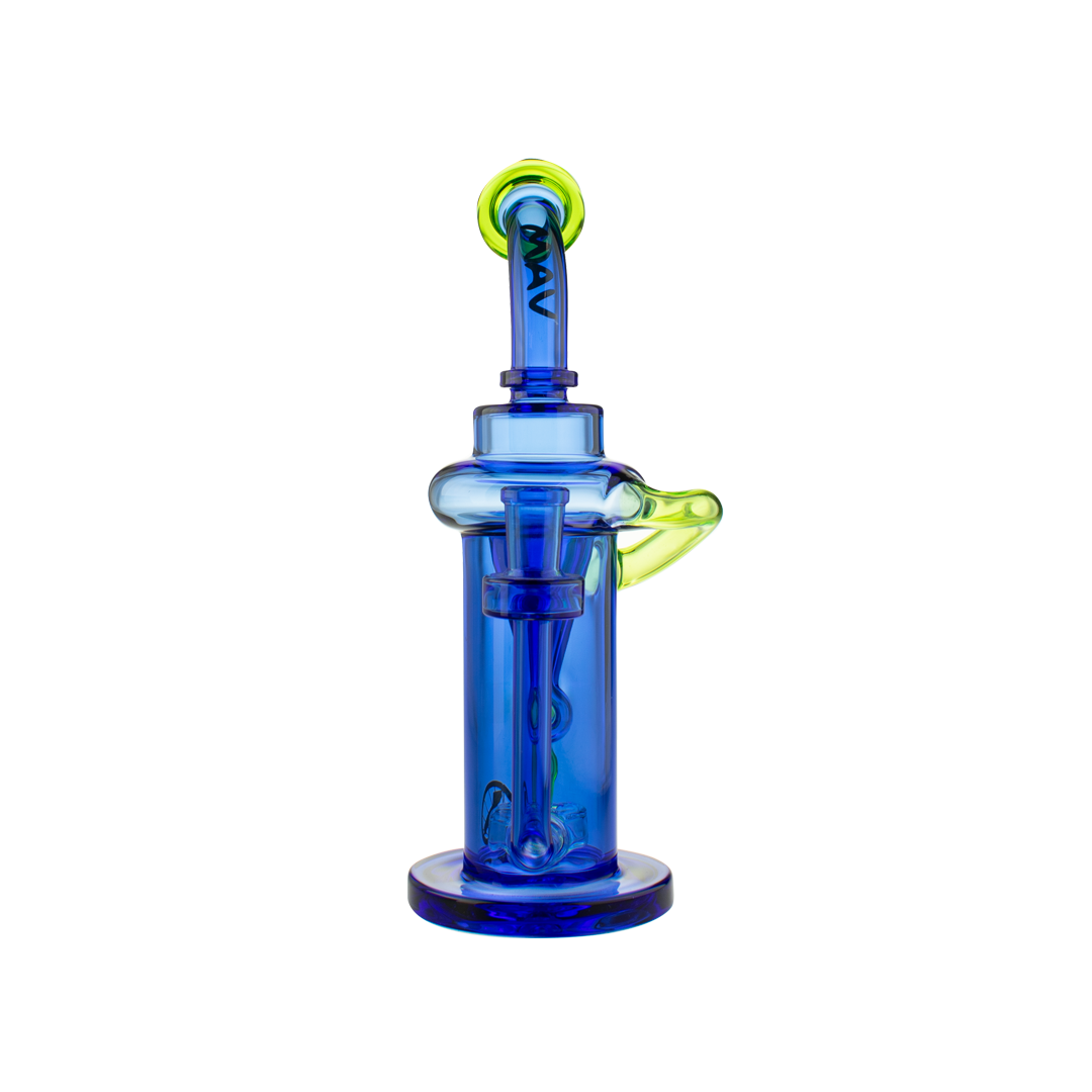 MAV Glass The Pch Recycler Dab Rig with Vortex Percolator in Blue - Front View