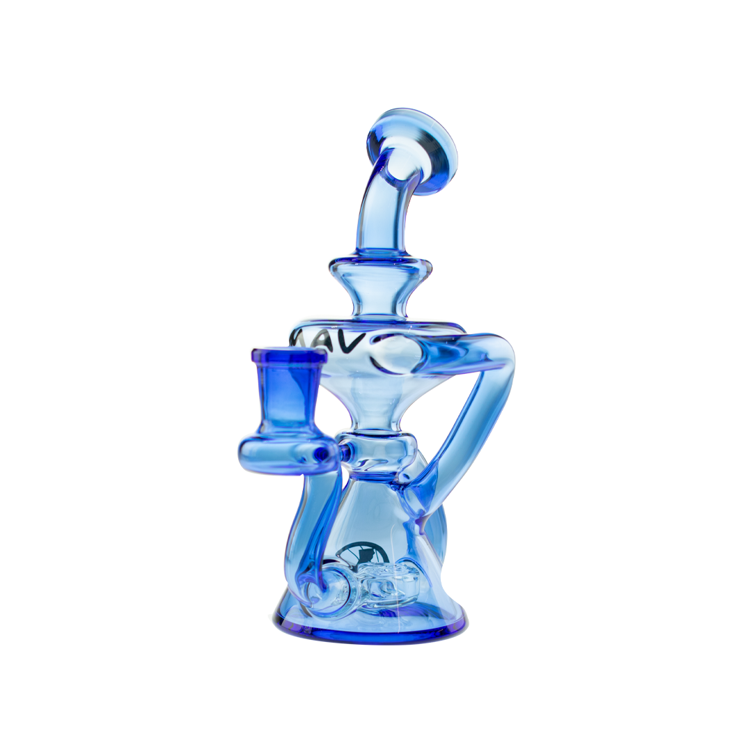 MAV Glass Ventura Recycler Dab Rig in Blue, 10" High Borosilicate Glass with 14mm Female Joint - Front View
