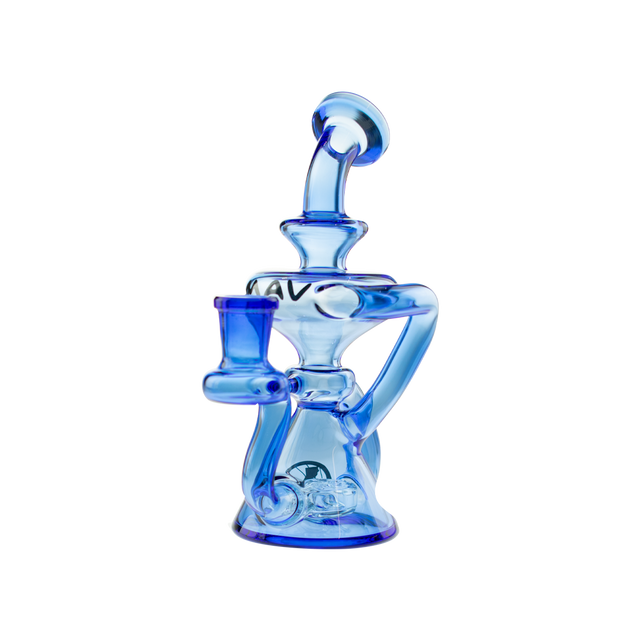 MAV Glass Ventura Recycler Dab Rig in Blue, 10" High Borosilicate Glass with 14mm Female Joint - Front View