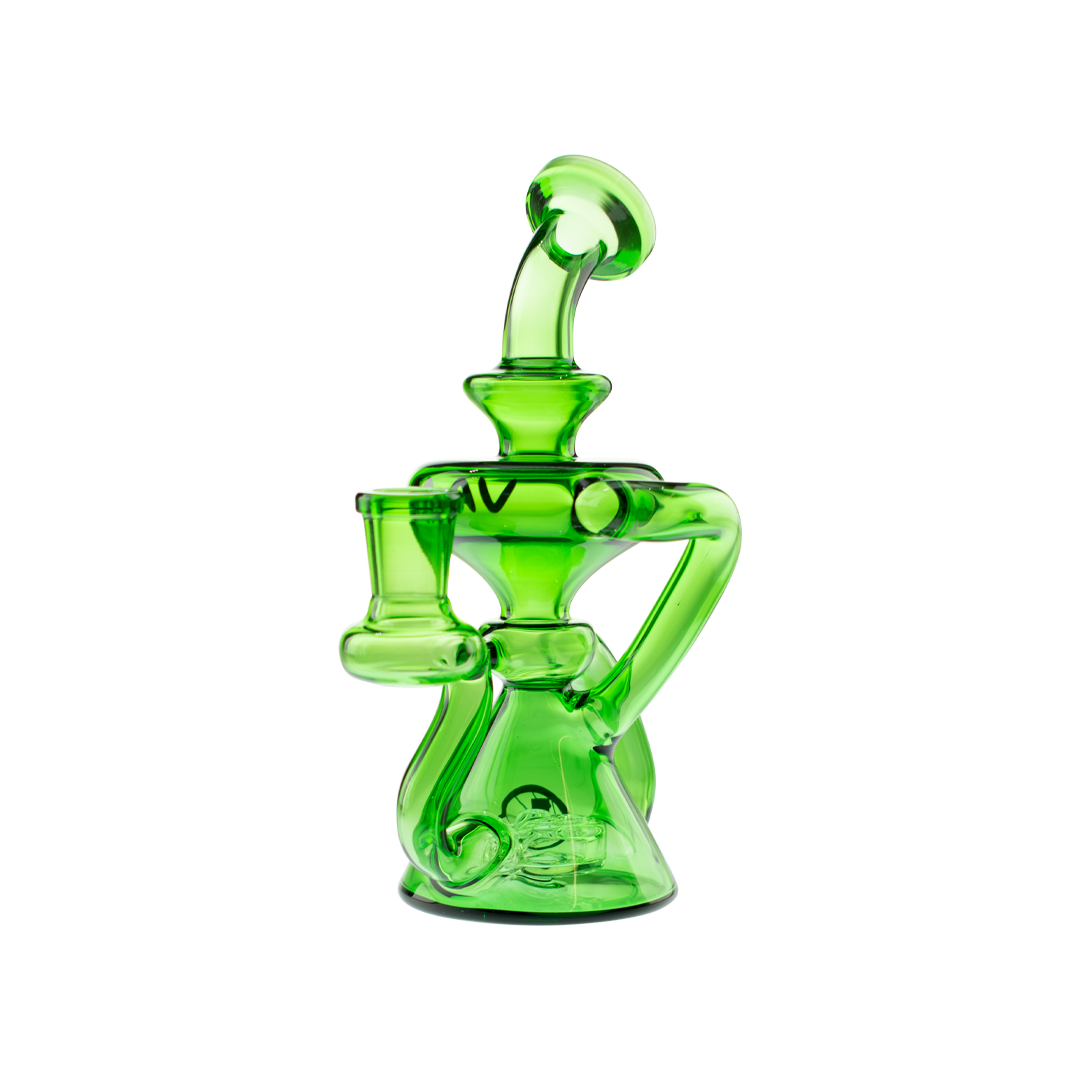 MAV Glass Ventura Recycler Dab Rig in Green, 10" Tall with 14mm Female Joint, Beaker & Recycler Design