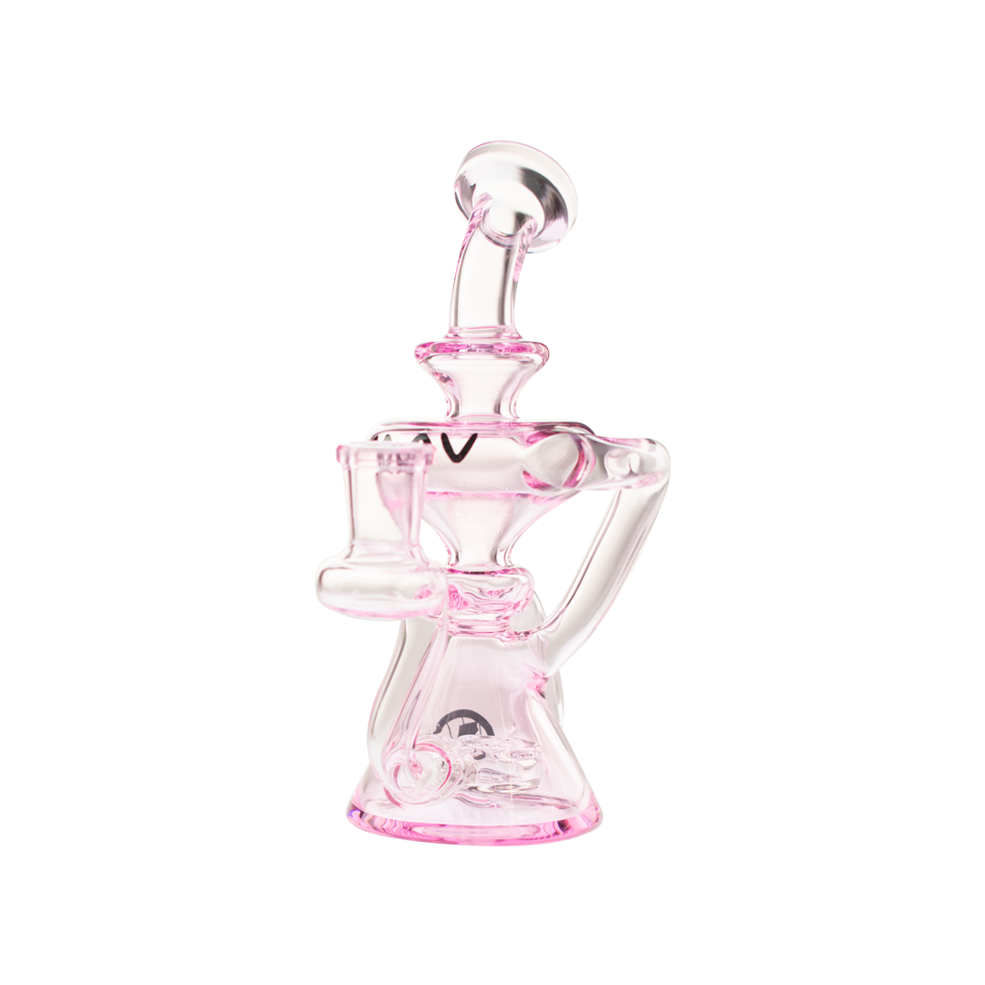 MAV Glass Ventura Recycler Dab Rig in Pink with Beaker Design, 10" Tall, 14mm Female Joint