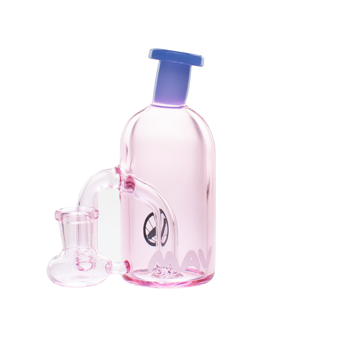 MAV Glass Vintage Can Bong in Pink Purple with Hole Diffuser Percolator, 14mm Joint, Front View