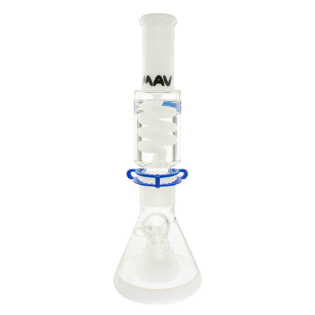 MAV Glass White Beaker Bong with Slitted Pyramid Percolator and Freezable Coil, Front View