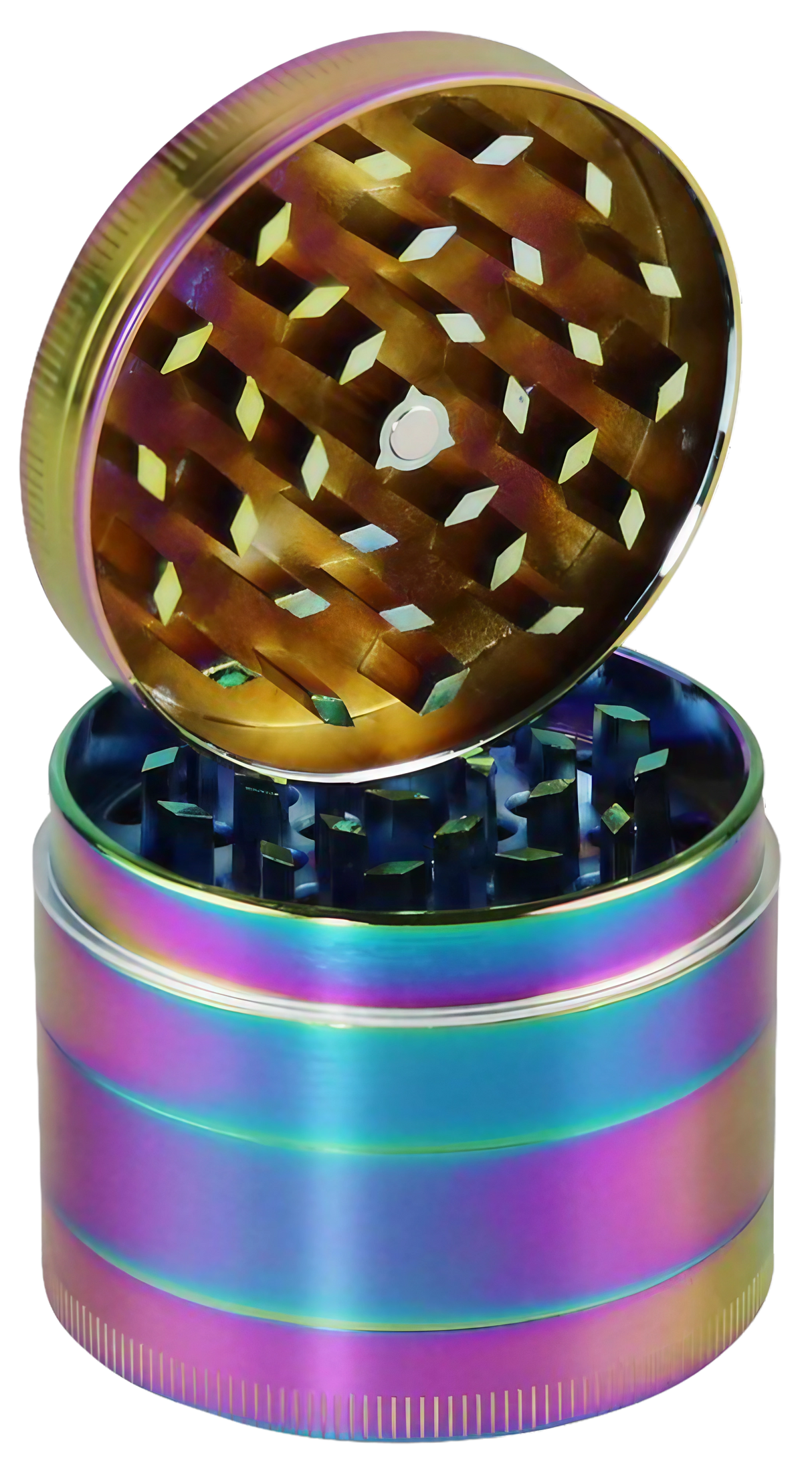 Mid-Sized 2.5" Color-Changing Anodized Zinc 4-Part Grinder